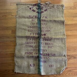 Large Coffee Bean Burlap Bag 29” x 41”